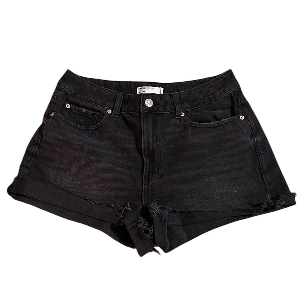 Classic Black Garage Denim Women's high rise Shorts
